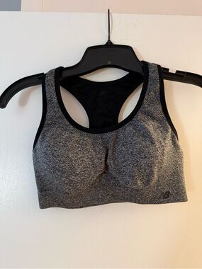 New Balance Grey and Black Seamless Racerback Sports Bra Medium